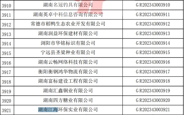 2023年湖南江海，“高新技術(shù)企業(yè)”復(fù)審順利通過！